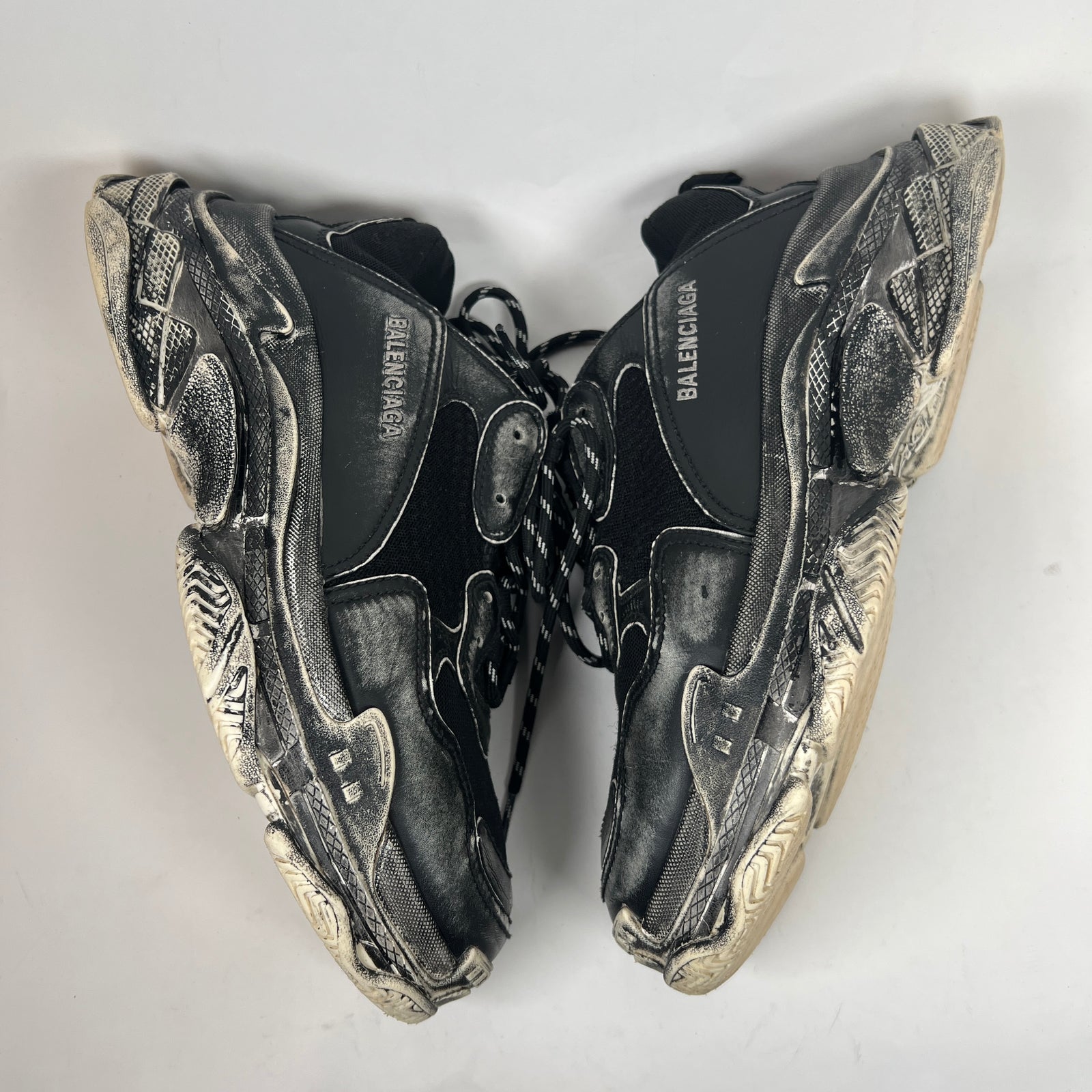 Balenciaga Faded Black Paint Triple S Sneaker Size 44