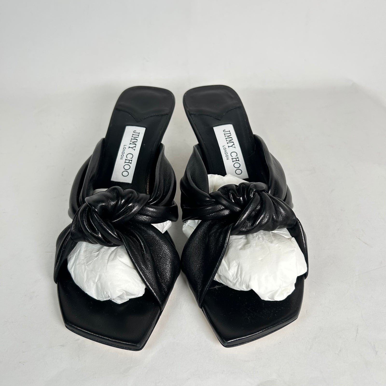 Jimmy Choo Black 85 Avenue Leather Sandal Size 38.5