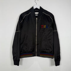 Saint Laurent Embroidered 'YSL' Logo Satin Jacket Size M