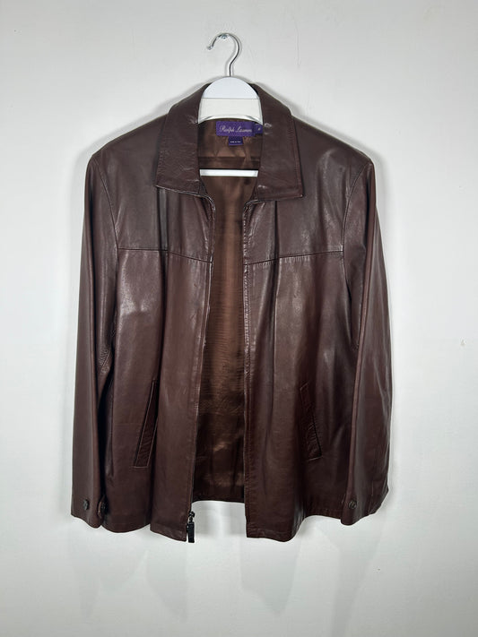 Ralph Lauren Purple Label Brown Leather Jacket Size M