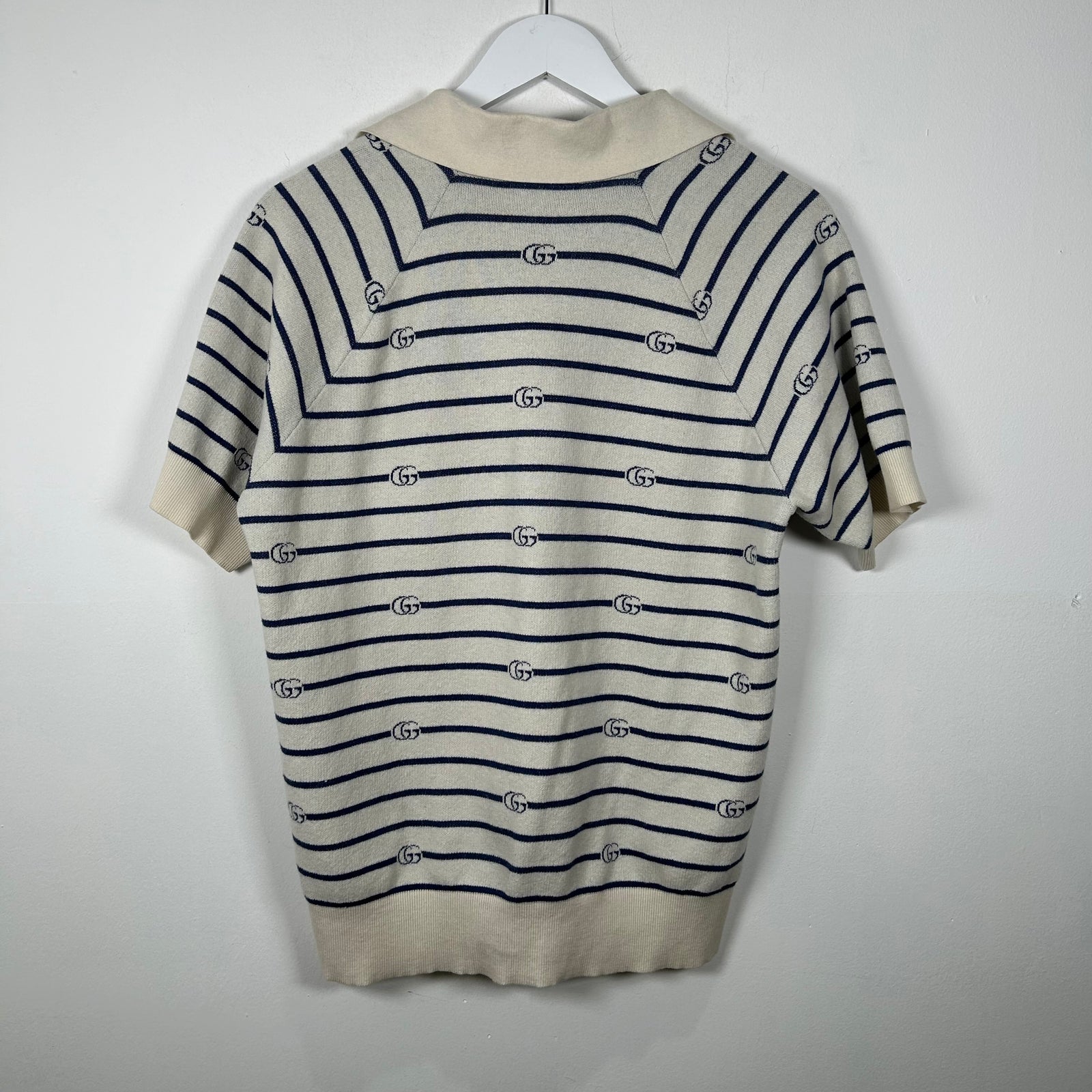 Gucci Striped Knit Button-Up Shirt Size M