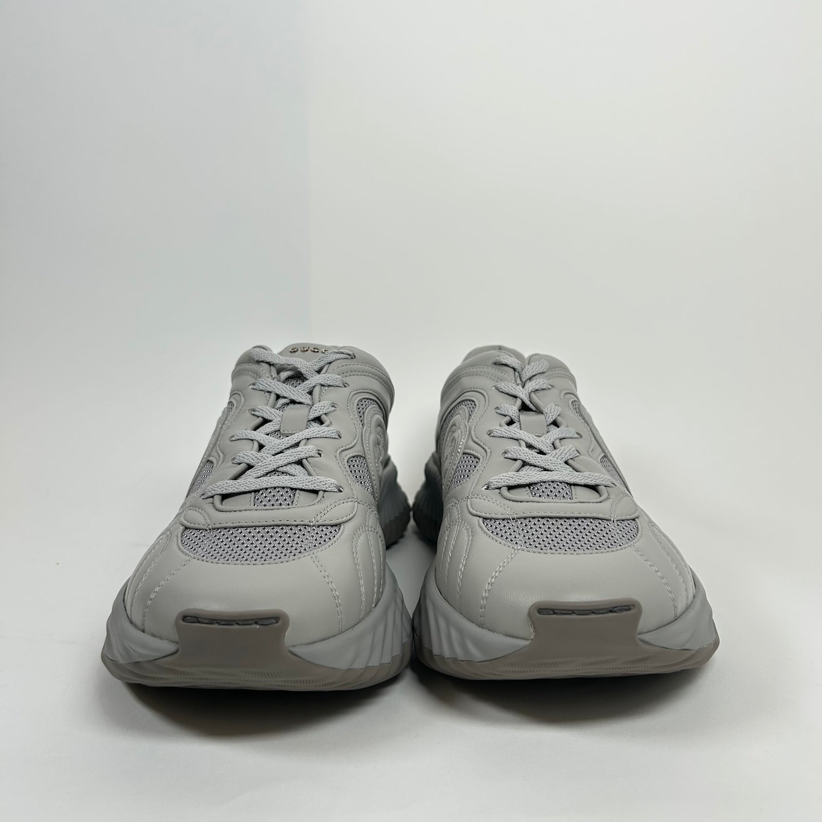 Gucci Grey Interlocking G Ripple Mesh Sneaker Size GG 10
