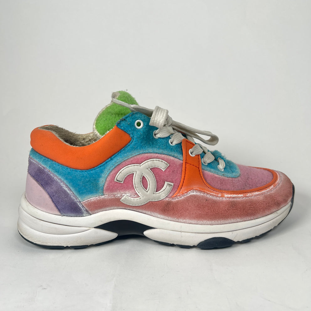 Chanel Multicolor Interlocking CC Suede Runner Size 39