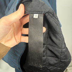 Balenciaga Navy Plaid Padded Button-Up Jacket Size XXL