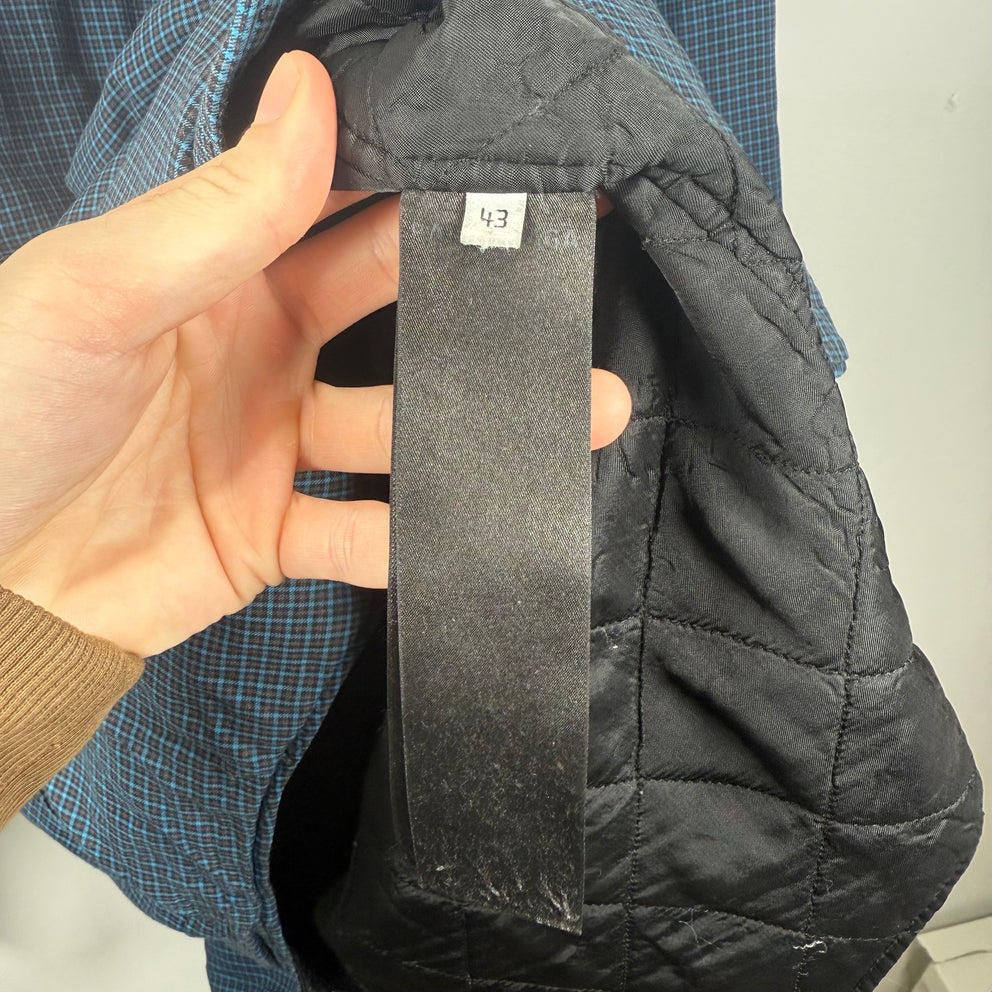 Balenciaga Navy Plaid Padded Button-Up Jacket Size XXL