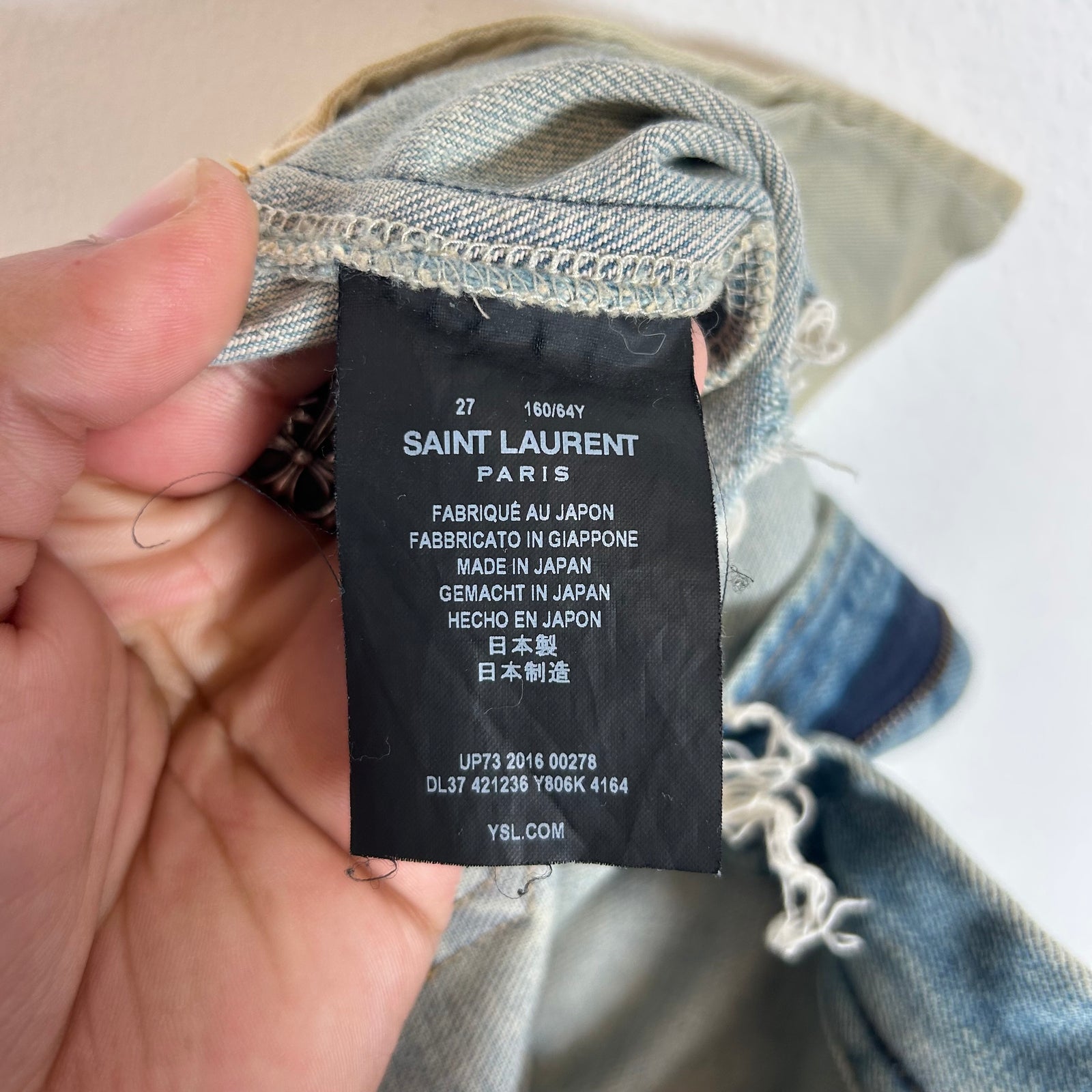 Saint Laurent D05 Blue Knife Cut Denim Jeans Size 27