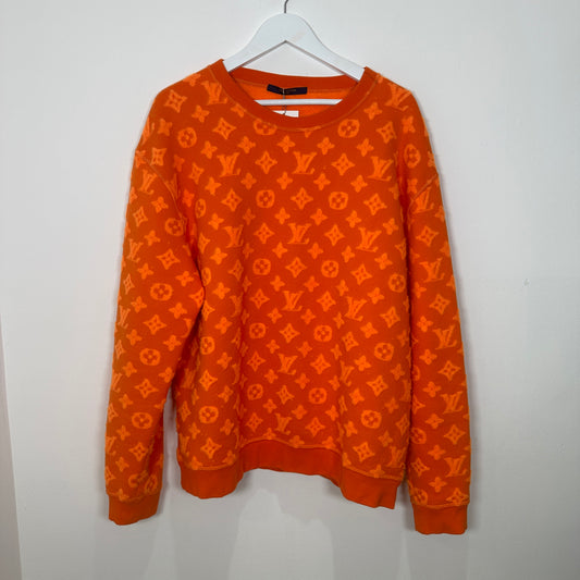 Louis Vuitton Orange Jacquard Crewneck Size XL