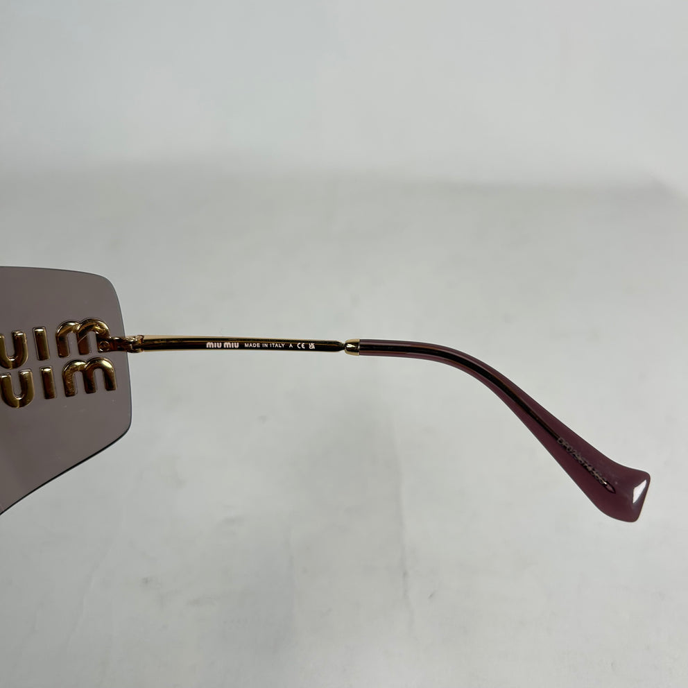 Miu Miu Rose Gold Oversized Rimless Sunglasses
