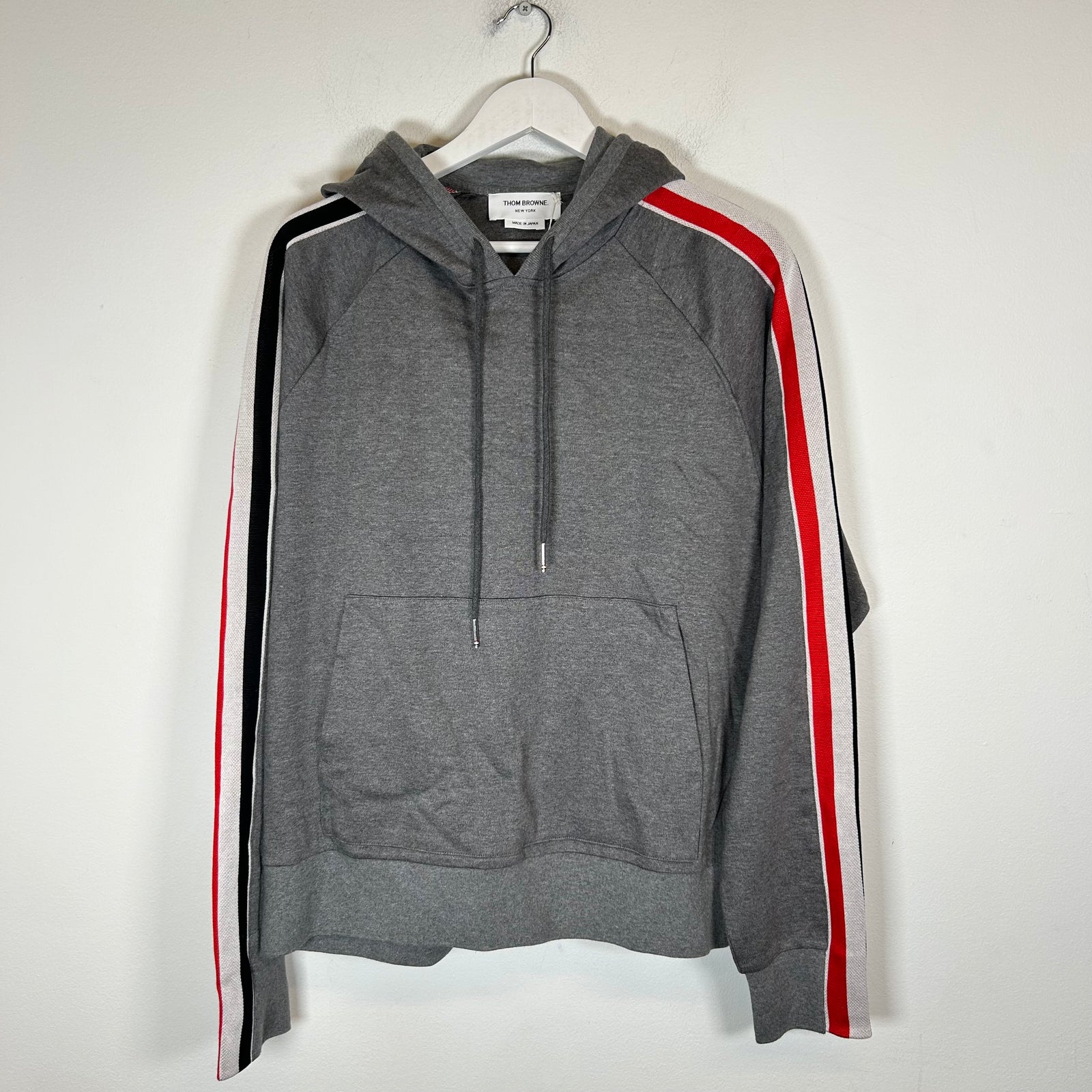 Thom Browne Dark Grey RWB Striped Hoodie Size 4