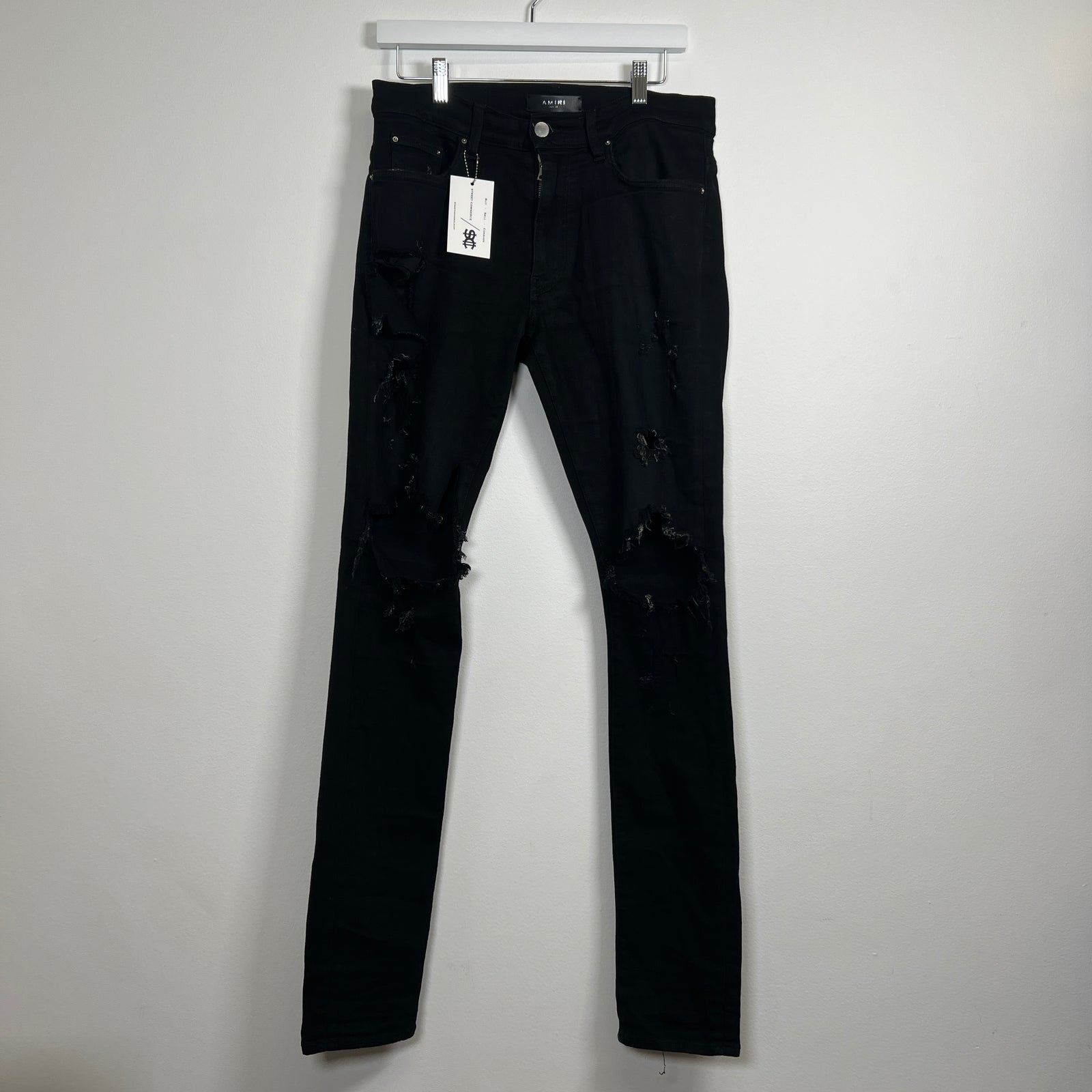 Amiri Thrashed Black Jeans Size 34