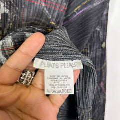 Issey Miyake Pleats Please Denim Trompe L'oeil Top Shirt