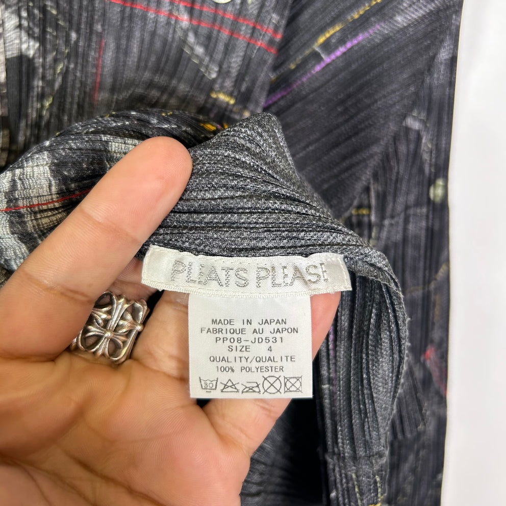 Issey Miyake Pleats Please Denim Trompe L'oeil Top Shirt