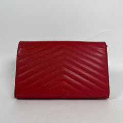 Saint Laurent Wallet Chain Matelasse Chevron Red