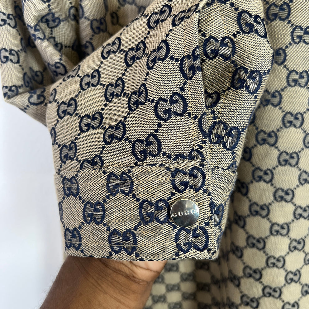 Gucci GG Monogram Four-Pocket Linen-Blend Light Jacket