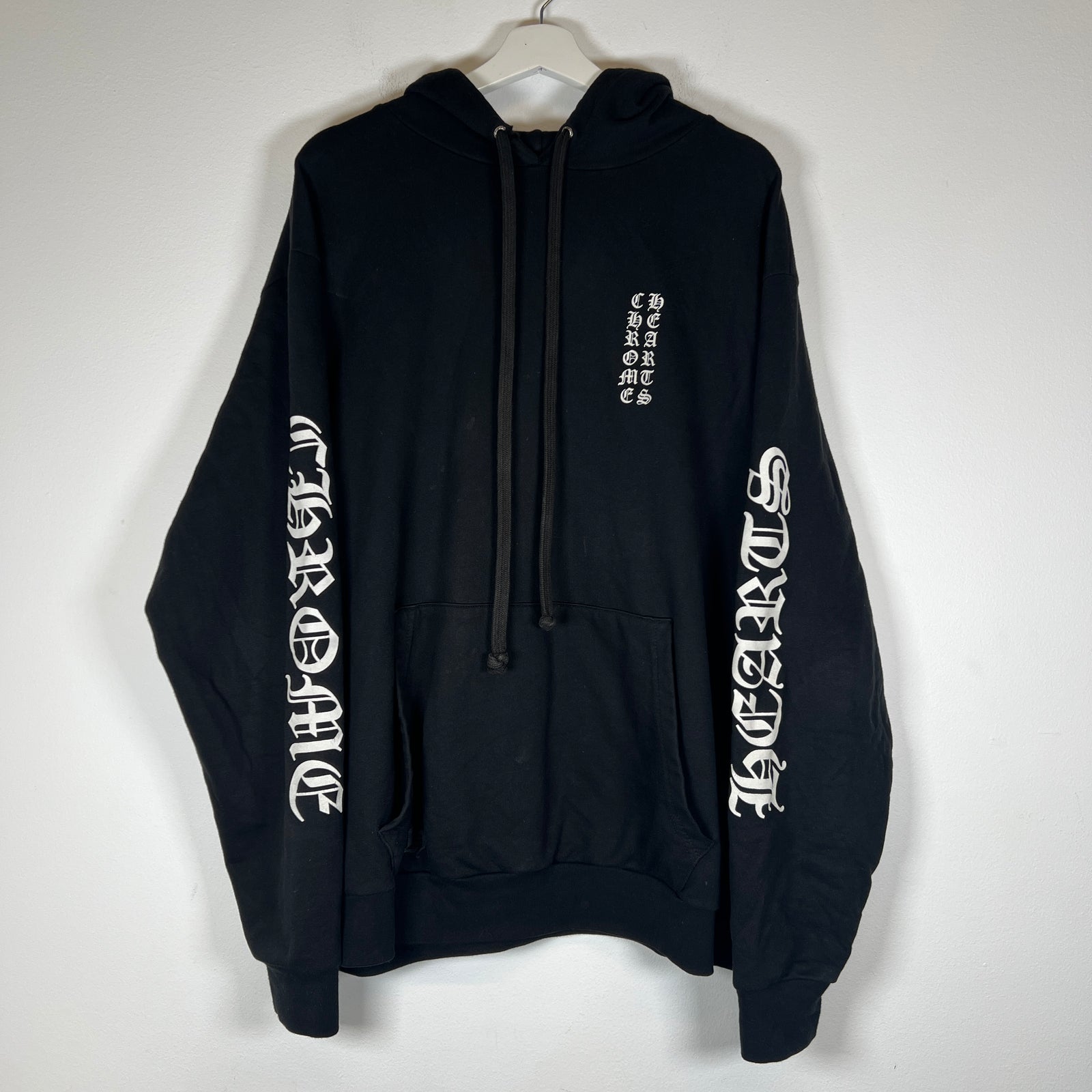 Chrome Hearts Black Vertical Logo Hoodie Size XL
