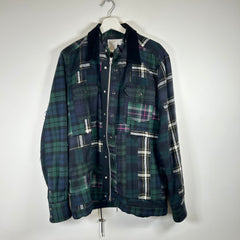 Sacai Green/Navy Zip-Up Flannel Jacket Size L