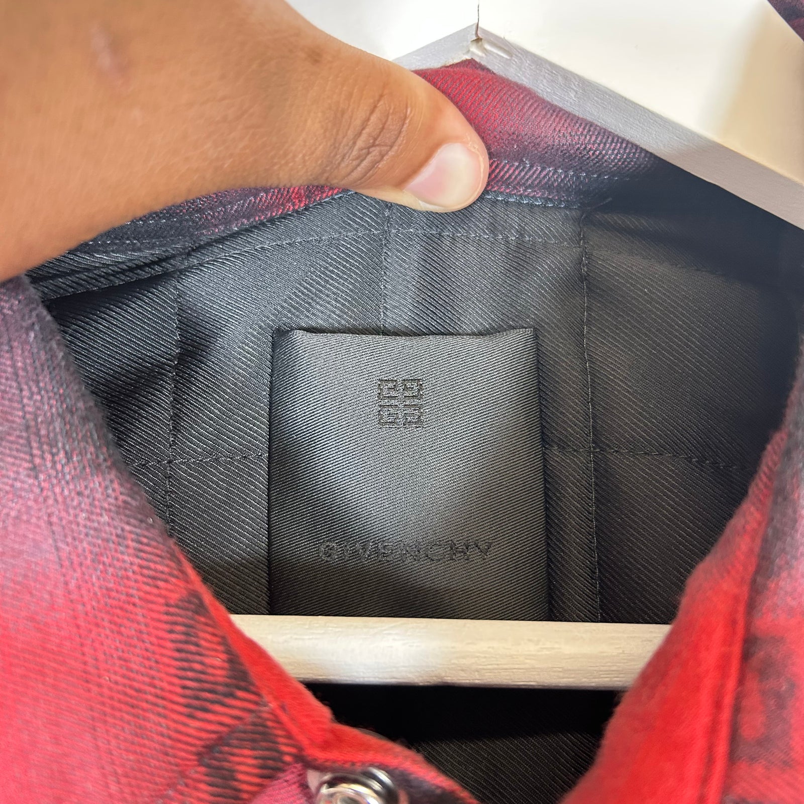 Givenchy Red 4G Plaid Quilted Jacket Size 42