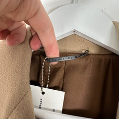 Burberry Cashmere Light Khaki Trench Coat Size M