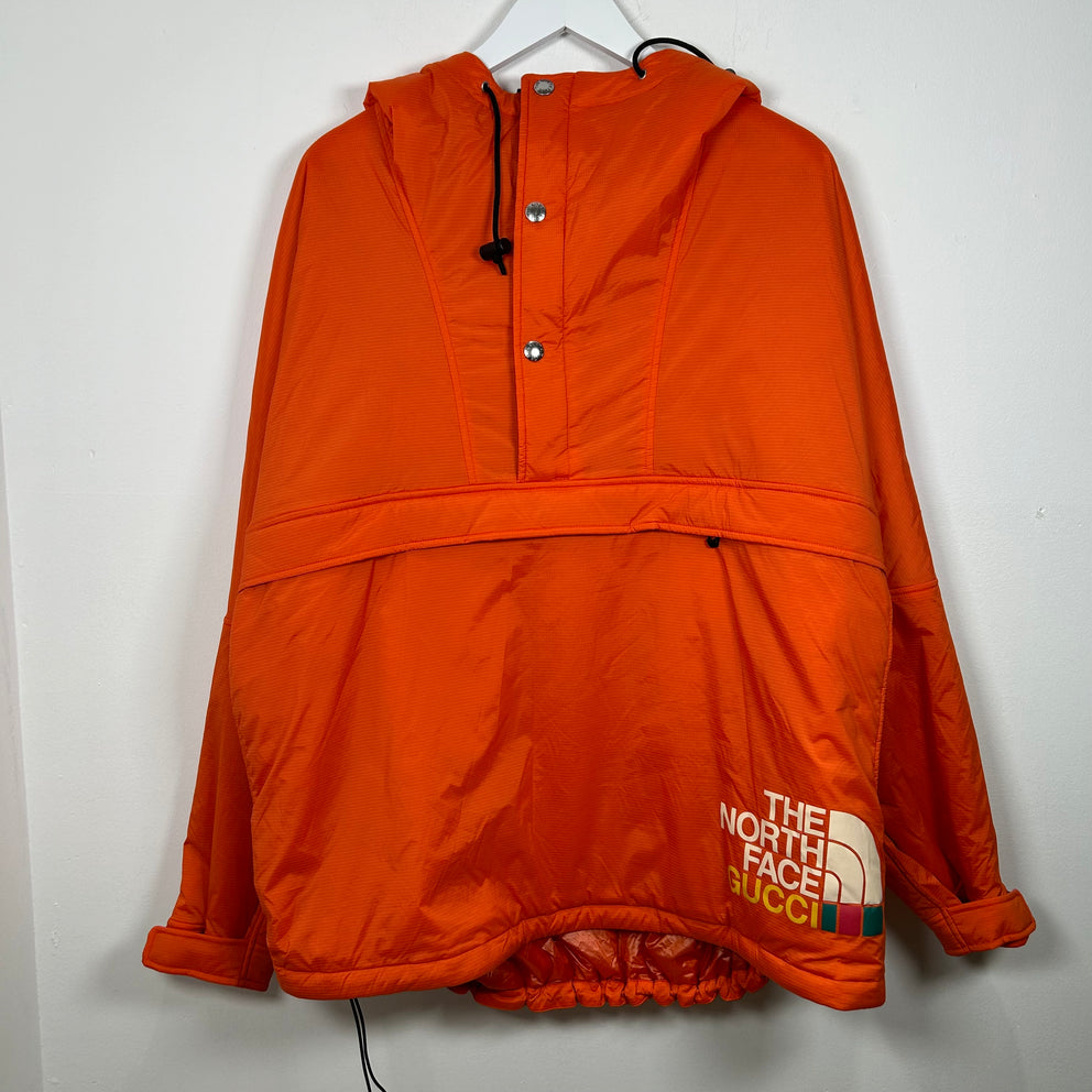 Gucci x The North Face Orange Graphic 1/2 Zip Anorak Puffer Jacket Size XL