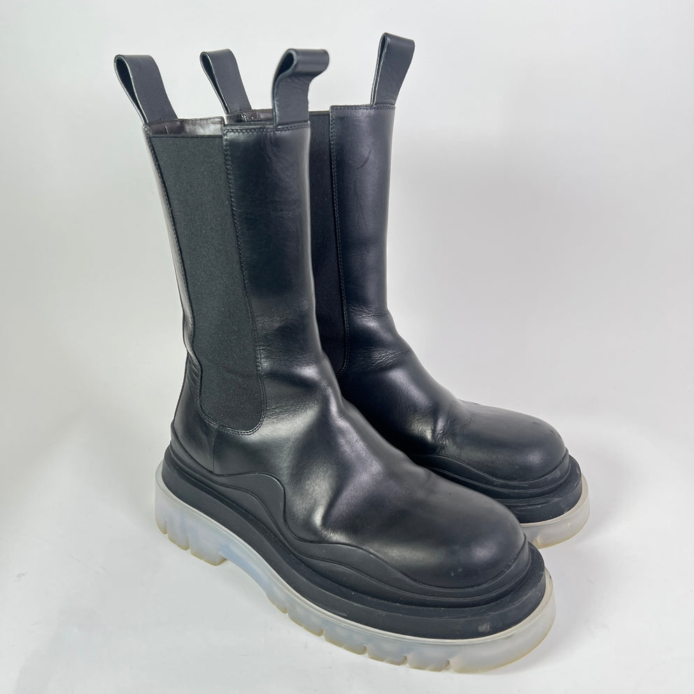 Bottega Veneta Clear Sole Leather Tire Boots