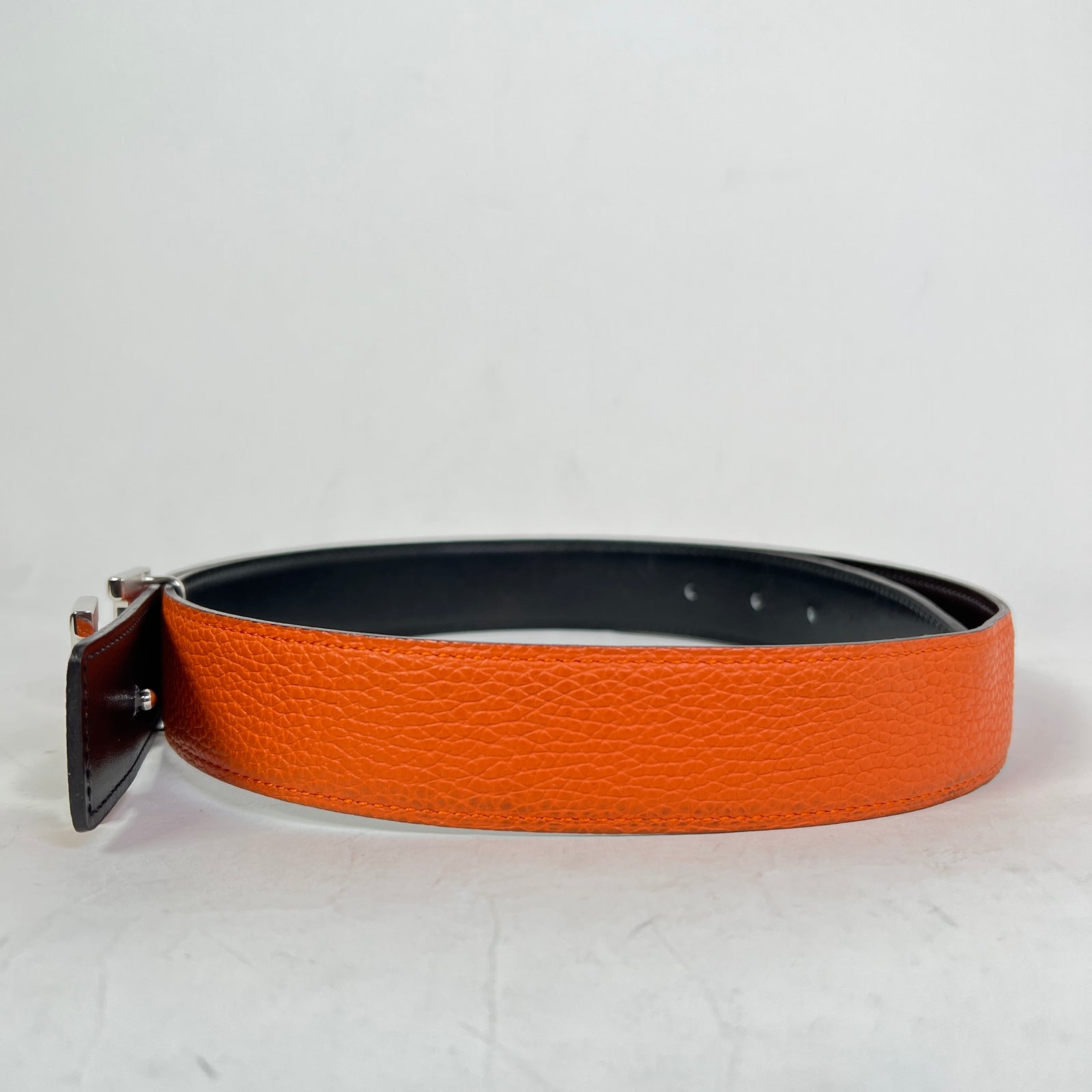 Hermes Orange Togo Constance Reversible 32MM H Belt