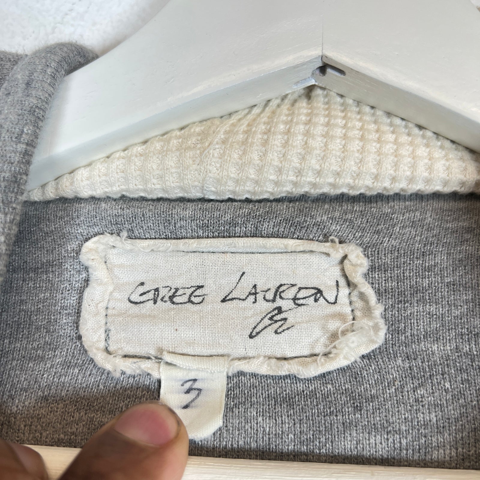 Greg Lauren Grey Striped 50/50 Zip-Up Hoodie Size 3