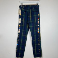 Kapital Tartan Check Monkey Cisco Studded Jeans Size 28