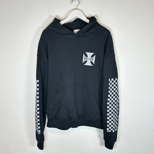 Rhude Black Classic Checkered Hoodie Size S