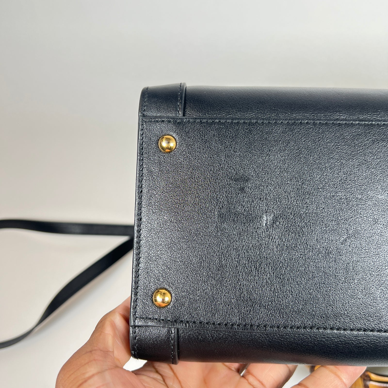 Gucci Black Diana Bamboo Handle Leather Tote Bag