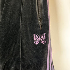 Needles Velour Black/Purp Narrow Track Pants Size M