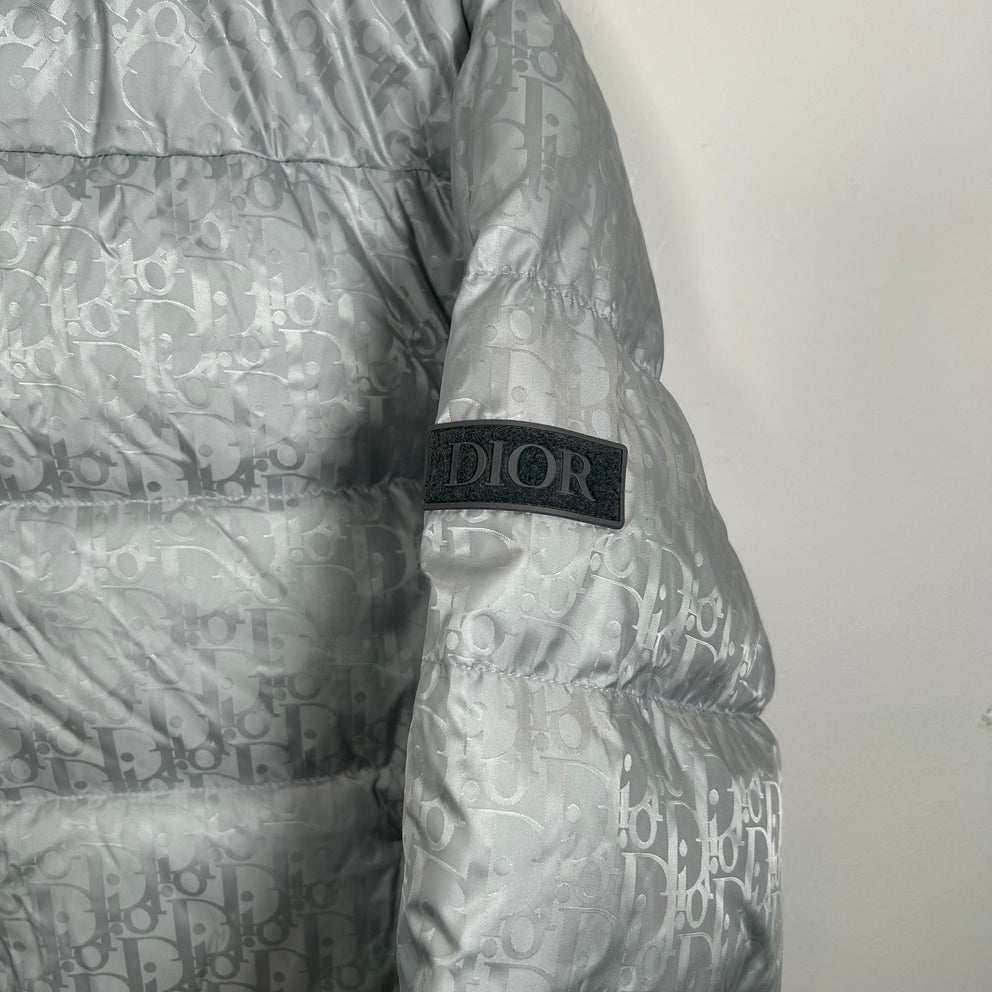 Dior Oblique Silver Puffer Jacket Size 50