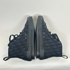 Dior B23 Black Jacquard High Top Sneaker Size 44