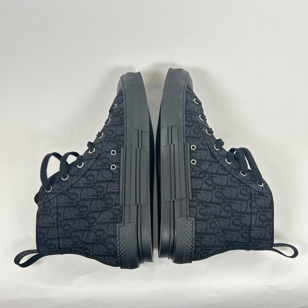 Dior B23 Black Jacquard High Top Sneaker Size 44