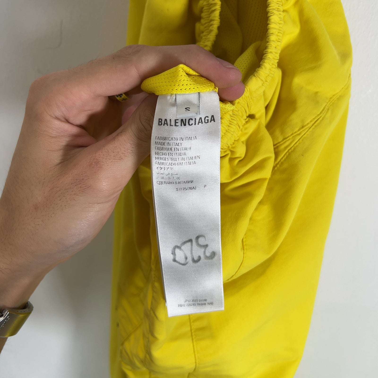 Balenciaga Sport Logo Yellow Nylon Ski Pants