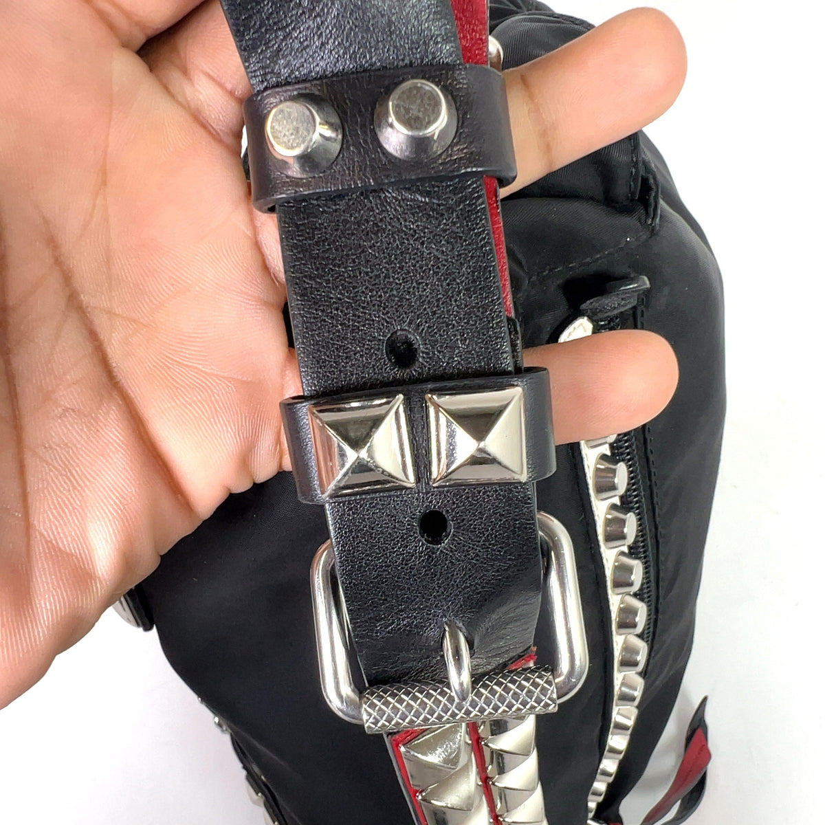 Prada 2018 New Vela Nylon Studded Messenger Bag