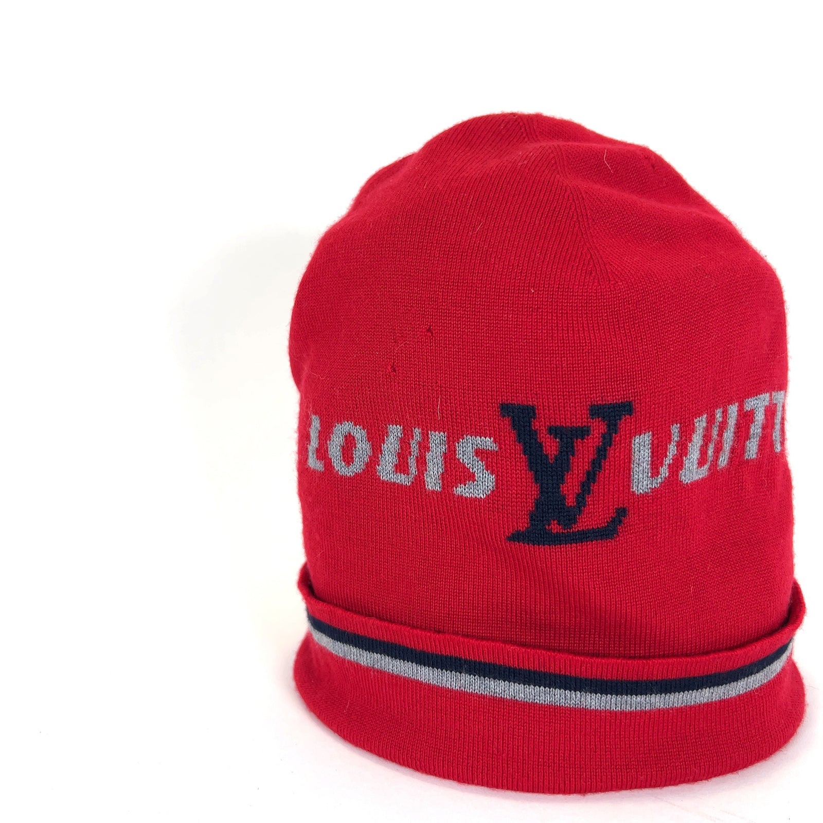 Louis Vuitton Red Wool Logo Beanie
