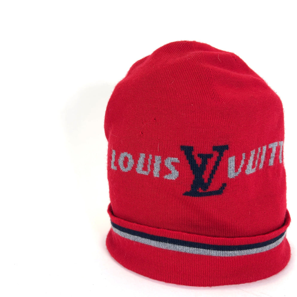 Louis Vuitton Red Wool Logo Beanie