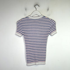 Chanel 2020 Striped Ribbed Knit Interlocking CC Top