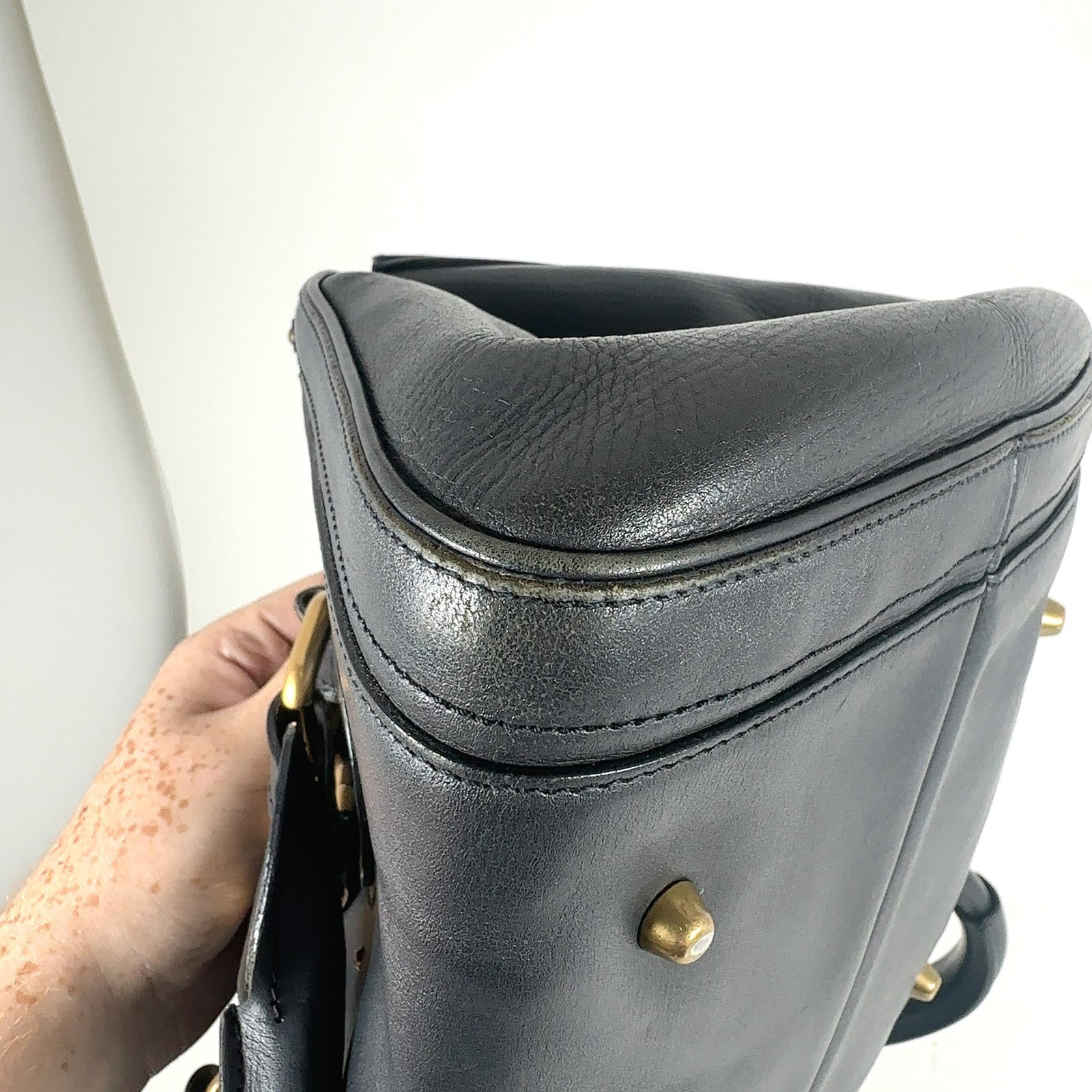 Chloe Paddington Black Leather Gold Accent Shoulder Bag