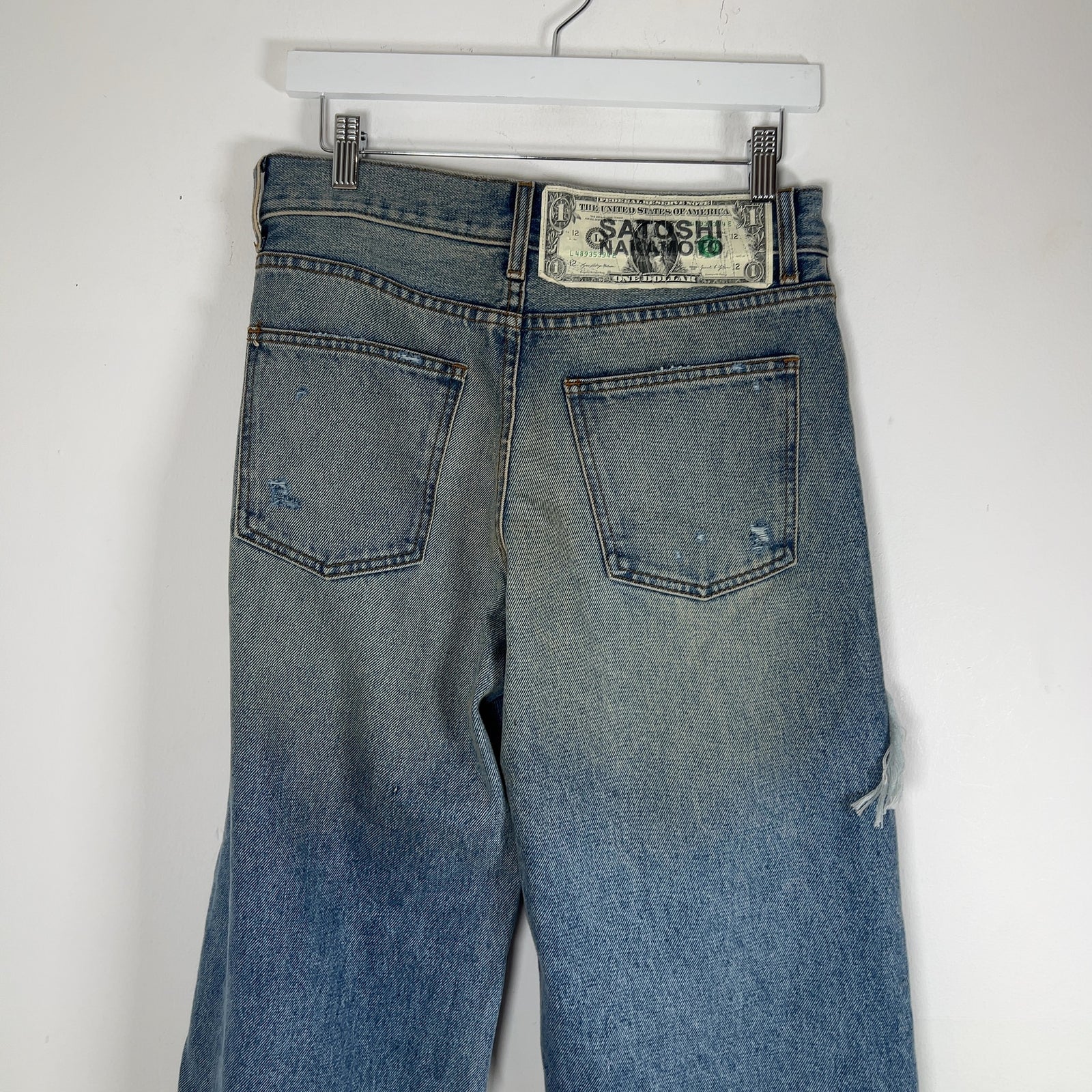 Satoshi Nakamoto 'Bressed To Be Stressed' Distressed Cash Jeans