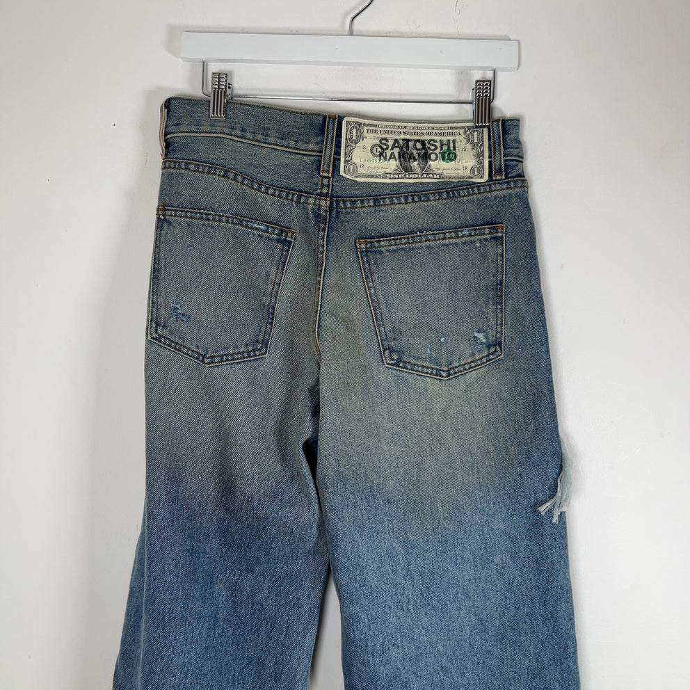 Satoshi Nakamoto 'Bressed To Be Stressed' Distressed Cash Jeans
