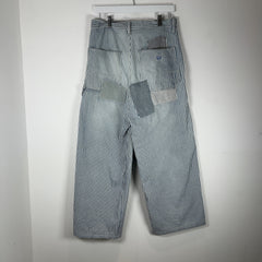 Kapital Hickory Stripe Distressed Painter Wide Leg Port Baggy Pants