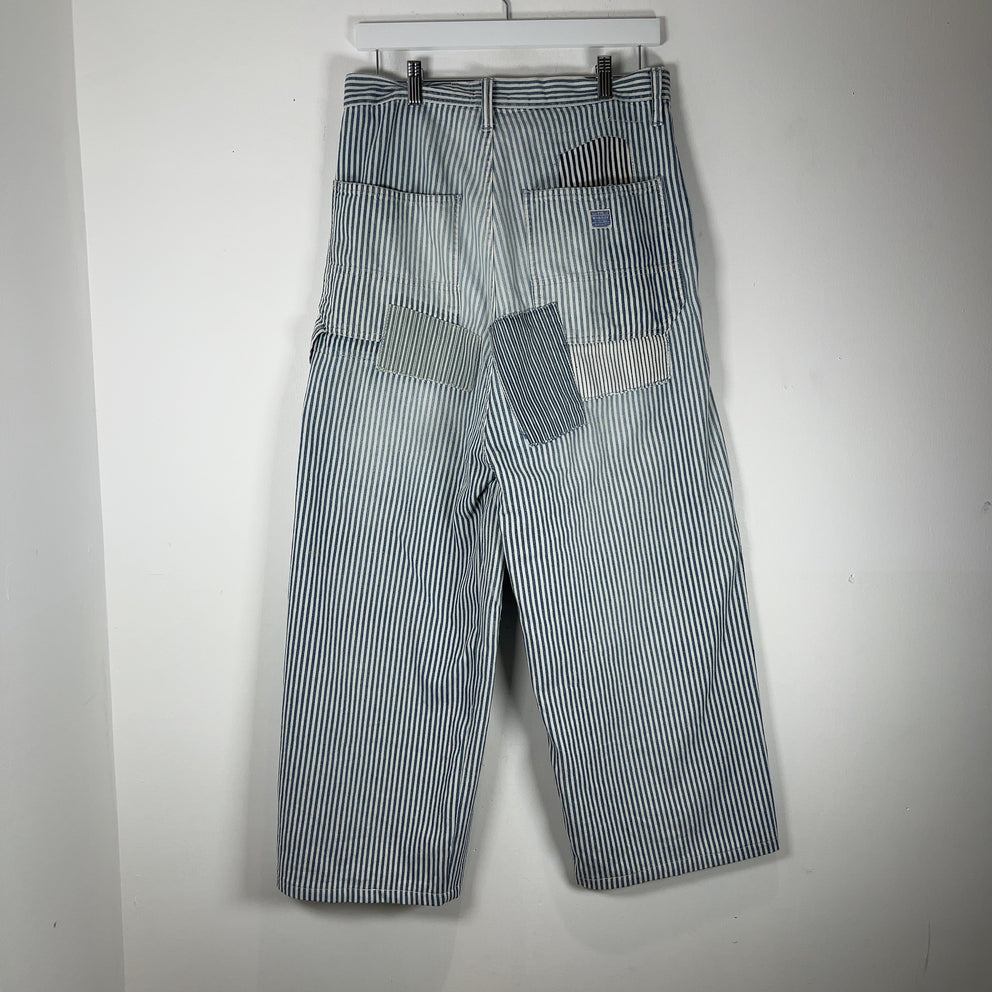 Kapital Hickory Stripe Distressed Painter Wide Leg Port Baggy Pants