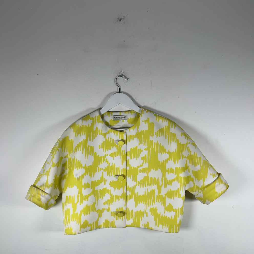 Balenciaga Crop Jacket White/Yellow Size M