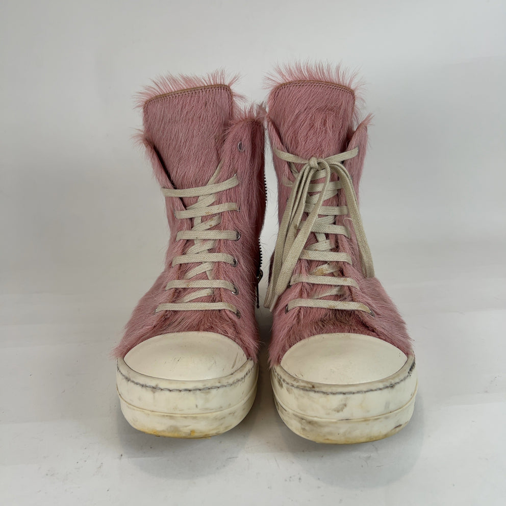 Rick Owens Pink Ponyhair High-Top Ramones