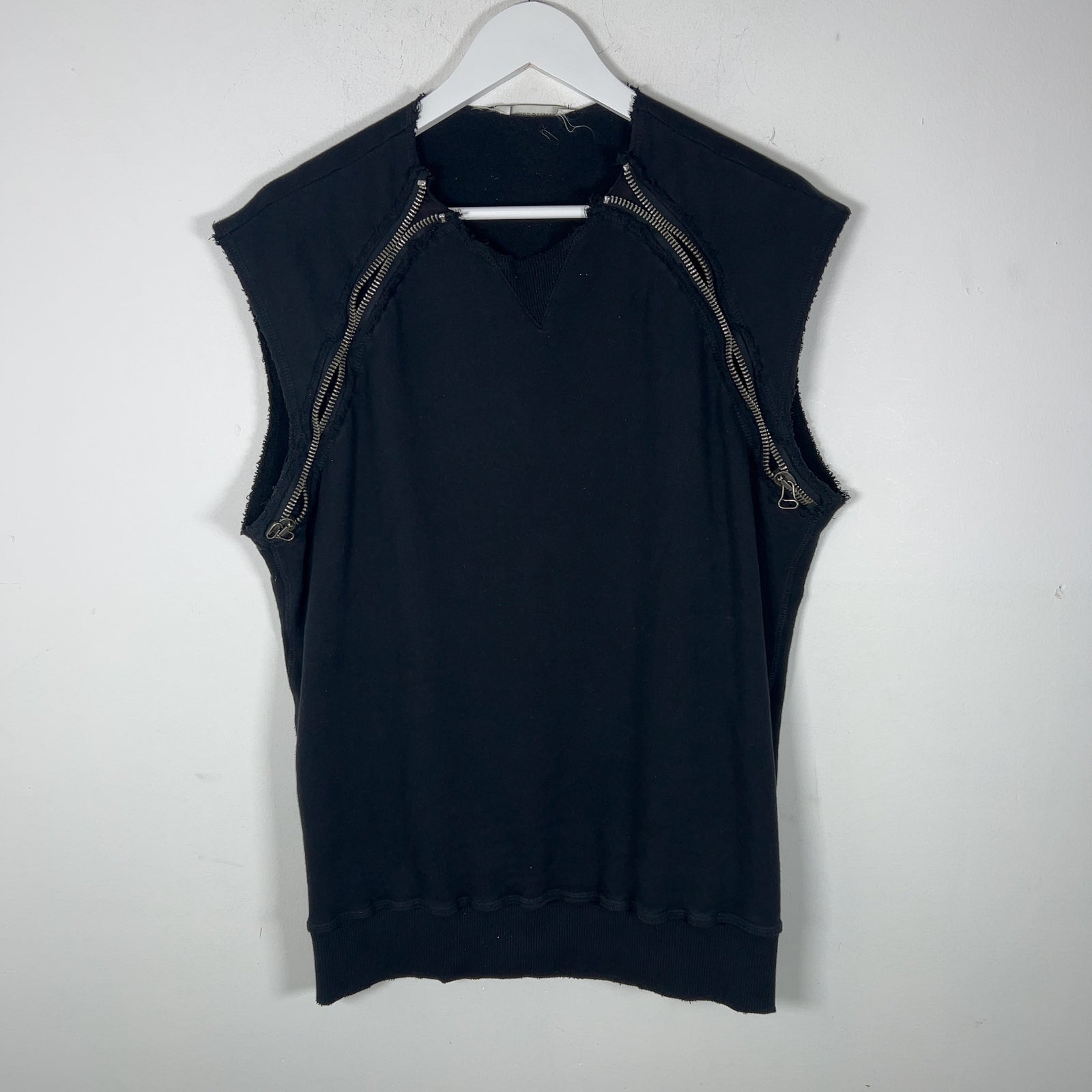 Balmain Cut-Off Zipper Crewneck