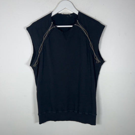 Balmain Cut-Off Zipper Crewneck