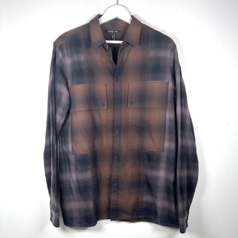 Helmut Lang Multi-Plaid Button-Up T-Shirt