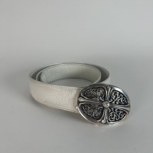 Chrome Hearts White 'Oval Cross' Belt Size 32