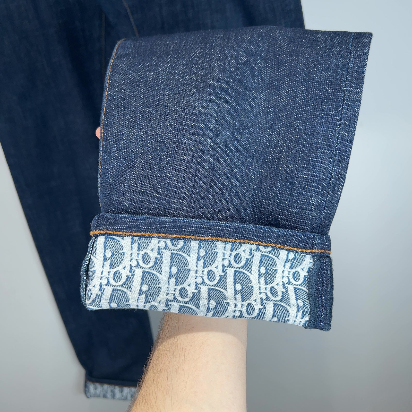 Dior Monogram Hem Raw Denim Jeans